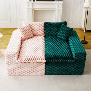 English Elm Luxury Color-Block Turtle Velvet Multifunctional Sofa - Cozy Modular Design For Stylish Living Spaces W3371S00054