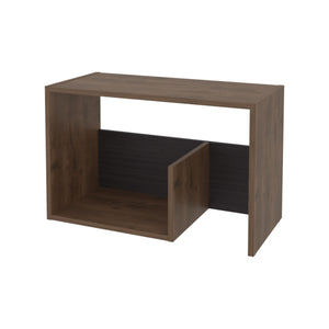 English Elm Fm Furniture Vega Modern Side Table With Open Storage, Dark Brown & Wengue Finish For Versatile Use B128P293873