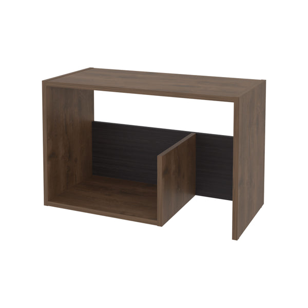 English Elm Fm Furniture Vega Modern Side Table With Open Storage, Dark Brown & Wengue Finish For Versatile Use B128P293873
