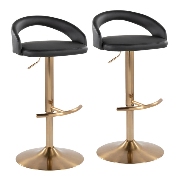 English Elm Adjustable Swivel Barstools Set of Two with Chrome Base Mid-century Kitchen Counter Seating Black B202S01977