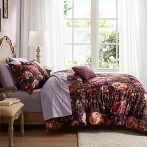 English Elm 4-piece King Velvet Floral Comforter Set with Ruched Pillow for Romantic Bedrooms B035P463194