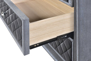 English Elm 1pc Glam Velvet Tufted 3-Drawer Nightstand with Jewelry Tray, Faux Crystal Knobs, Chic Storage B011P228567