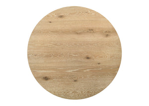 English Elm Tiziano 47 Inch Round Dining Set Distressed Oak Veneer with Cream Upholstered Chairs B2749S00303