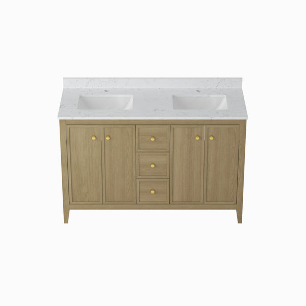 English Elm 24" Freestanding Bathroom Vanity with Countertop Soft Close Storage Melamine Cabinet T3785P442257