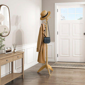 English Elm Natural Solid Wood Coat Rack 10-Hook 3-Tier Standing Hanger for Entryway Mudroom Scandinavian Style Natural 23.75 L x 4.75 W x 6.75 H B011P361959