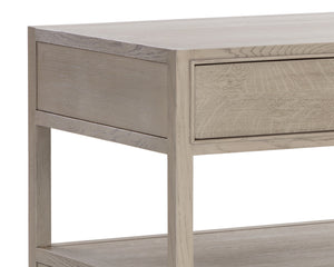 Sunpan Bridgerton Nightstand: Mid-Century Modern Oak Design with Soft Close Drawers and Open Shelf Space
