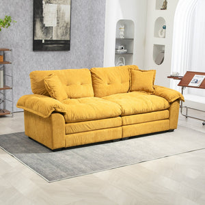 English Elm 84" Chenille Sofa Loveseat with Memory Foam & Pocket Springs, Plush Dual-Layer Comfort, Sturdy Frame Yellow W676S00012