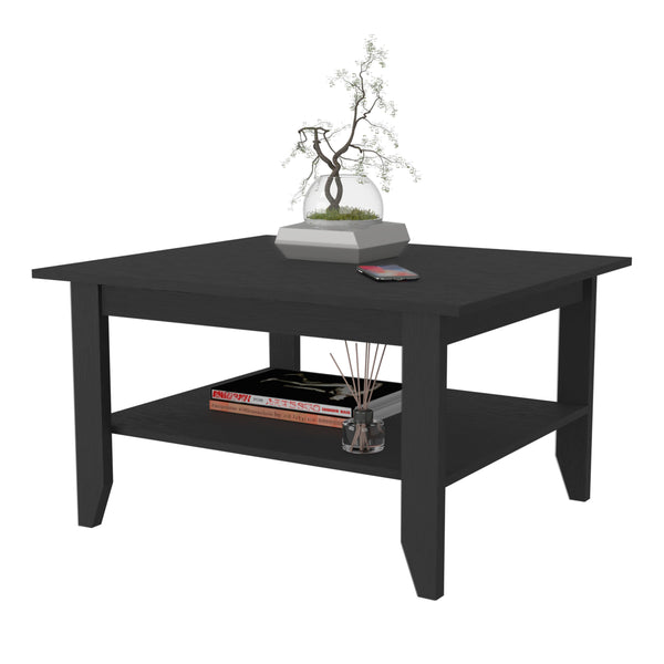 English Elm Osceola Black Coffee Table — Modern Minimalist 31"x27" Top with Bottom Shelf for Stylish Livingrooms B128P148950
