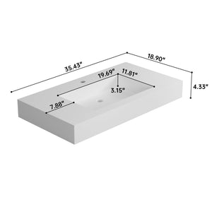 English Elm Stone Resin Seamless Basin Sink for Modern Spa and Contemporary Bathroom Vanity T3785P355763