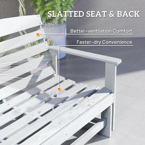 English Elm Double Outdoor Glider Bench Weatherproof Hdpe Slatted Farmhouse Porch Loveseat for Two White T3971P459236