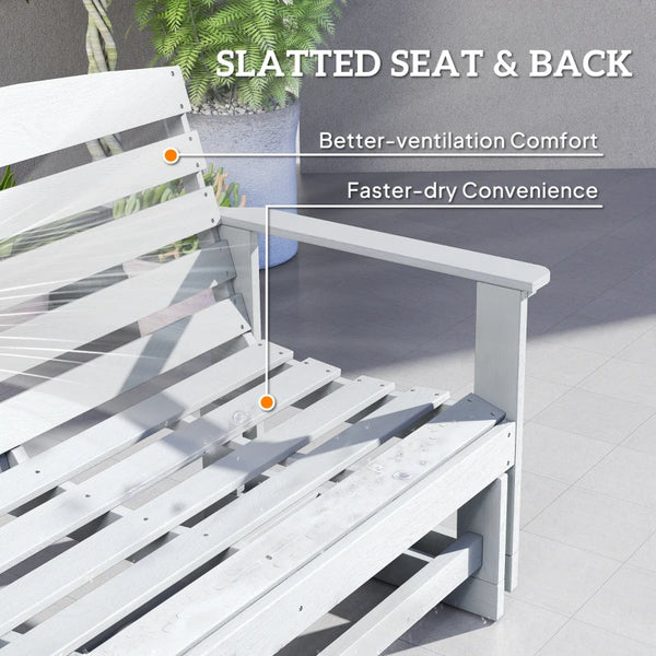 English Elm Double Outdoor Glider Bench Weatherproof Hdpe Slatted Farmhouse Porch Loveseat for Two White T3971P459236