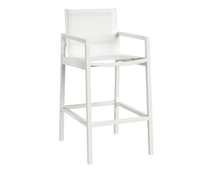 Sunpan Merano Barstool - Modern Aluminum Frame with Breathable Mesh Back for Stylish Comfort and Durability White