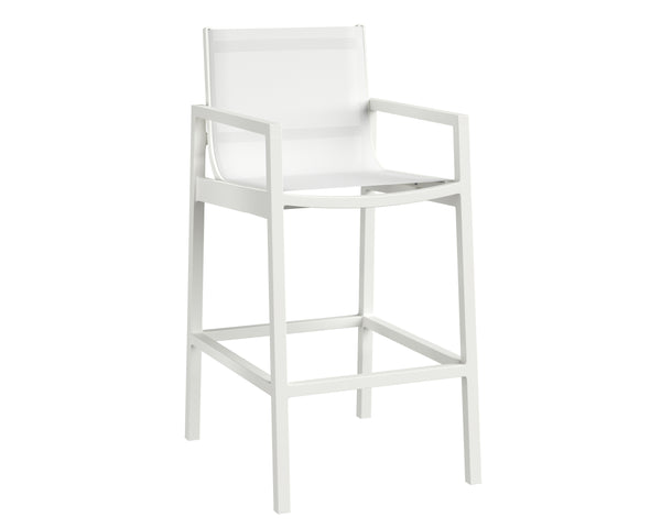 Sunpan Merano Barstool - Modern Aluminum Frame with Breathable Mesh Back for Stylish Comfort and Durability White