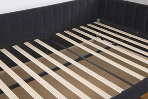 English Elm Full Velvet Daybed with Storage Drawers, L-Shape Upholstered Corner Frame, Black, No Box Spring Needed W1670S00025