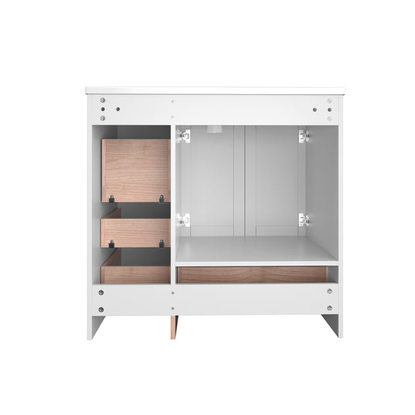 English Elm 72 Shaker Bathroom Vanity 72" Double-Sink Freestanding with Ceramic Basin, Soft-Close Drawers & Doors White N729P000010K
