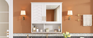 English Elm 2-in-1 Matte Wall Mounted Medicine Cabinet Soft Close Mirror Storage for Bathroom Vanity White N710P389456K