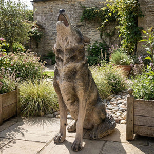 English Elm 29.72" Resin Howling Wolf Statue Weatherproof Lifelike Garden Sculpture Patio W5709P462777