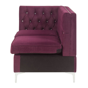 English Elm Burgundy Velvet Tufted Loveseat with Nailhead Trim, Luxe Plush Seating, Faux Fur Pillows Included B062P186541
