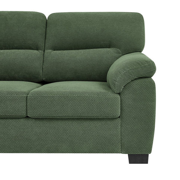 English Elm 3-seater Track Arm Sofa Tufted Textured Fabric Couch for Modern Living Rooms Dark Green W5568S00010