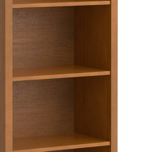 English Elm Warm Shaker 5 Shelf Bookcase Brown Pine - Handcrafted Solid Wood, Light Golden Finish, Adjustable Shelves B136P238605