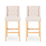 Christopher Knight Home® - Noble House - - Vienna Contemporary Fabric Tufted Wingback 31 Inch Counter Stools, Set Of 2, Beige And Natural