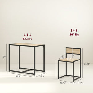 English Elm Homcom Industrial 3 Piece Dining Set Steel Legs Mdf Top Compact Kitchen Seating Oak W2225P229083