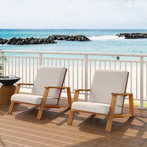 English Elm Christopher Knight Home® - Patio Lounge Chairs Set Of 2 – Weather-Resistant Acacia Wood With Beige Cushions For Outdoor Comfort N779P291591T-2