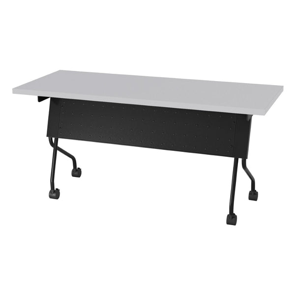 OSP Home Furnishings 5' Flip Top Nesting Training Table with Locking Casters for Classrooms and Offices Grey Black 84225BG