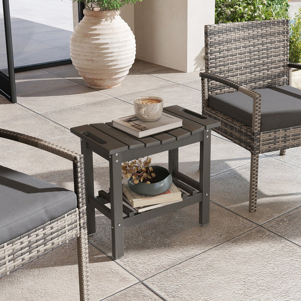 English Elm Outsunny Hdpe Shower Bench with Handles Wood Grain Stool Storage Shelf Bath Patio W2225P485639