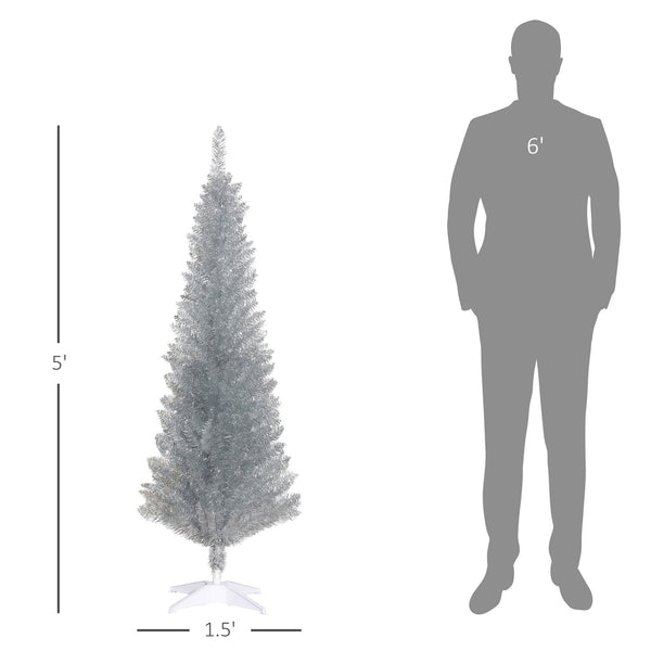 English Elm Homcom 5' Slim Pencil Christmas Tree With 294 Realistic Branch Tips - Perfect For Small Spaces! W2225P249663