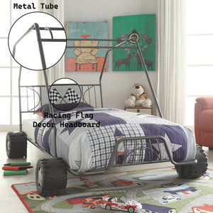 English Elm Xander Go Kart Twin Bed Frame with Durable Metal Build, 8-Slat Support & Race-Inspired Design Gunmetal 30 L x 11 W x 11 H B2726S00218
