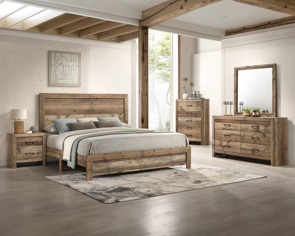English Elm 1pc Rustic Farmhouse Two Drawer Nightstand Faux Reclaimed Wood Grain Bedroom Storage B2741P484436