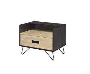 English Elm Melkree Oak & Black Accent Table with Drawer and Open Shelf, Industrial Modern 19" Display Unit B2726P243245