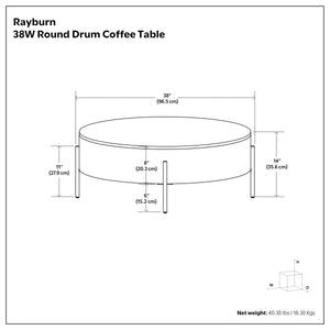 English Elm Rayburn Round Solid Mango Wood Cocktail Table with Matte Black Legs for Living Room White B136P429079