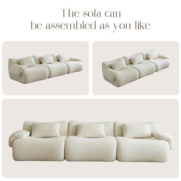 English Elm Modular Sectional Sofa - Space-Saving Modern Design, Cozy Sherpa Fabric, Perfect For Small Rooms W3622S00001