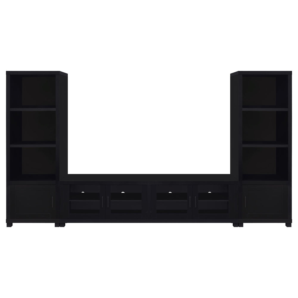 English Elm Arnaud Matte Black 3 Piece Entertainment Center with Media Towers for Living Room B062S01737