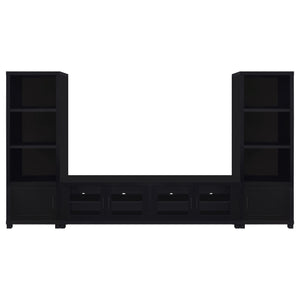 English Elm Arnaud Matte Black 3 Piece Entertainment Center with Media Towers for Living Room B062S01737