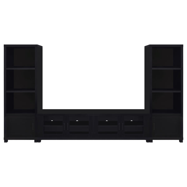 English Elm Arnaud Matte Black 3 Piece Entertainment Center with Media Towers for Living Room B062S01737