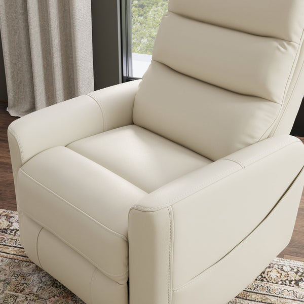English Elm Faux Power Lift Chair with Premium Faux Leather, USB Charging, Side Pockets & Quiet Motor Recline Off White B339P409531