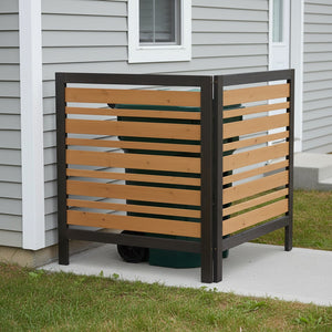 English Elm 2-panel Outdoor Wood Privacy Screen Slatted Fence for Ac Units and Patio Areas W2640P290610
