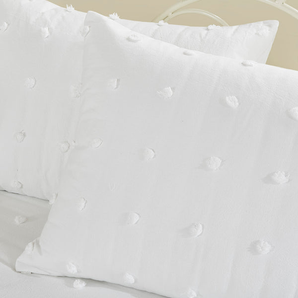 JLA Home Urban Habitat - Cotton Twin Daybed Cover Set with Tufted Chenille Dots, OEKO-TEX Certified, Shabby Chic Layered Look Ivory UH13-2207