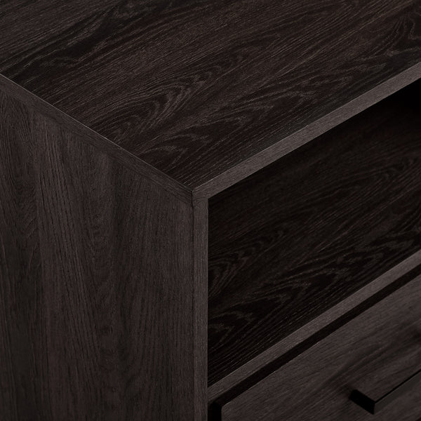 English Elm Walker Edison - Contemporary Charcoal Metal & Wood 1-Drawer Nightstand with Open Cubby, Durable MDF, Sleek Legs B185P168979