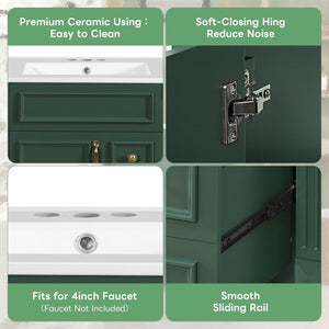 English Elm 24" Stylish Bathroom Vanity With Ceramic Sink & Soft-Close Drawers, Perfect For Small Spaces! N710P318989F