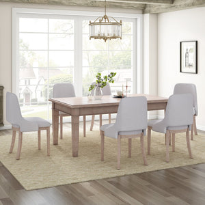 English Elm Wooden Linen Upholstered Dining Chairs Set of 2 — Sturdy Rubber Wood Frame, 300lb Capacity, Farmhouse Appeal Beige+Natural N842P300893A