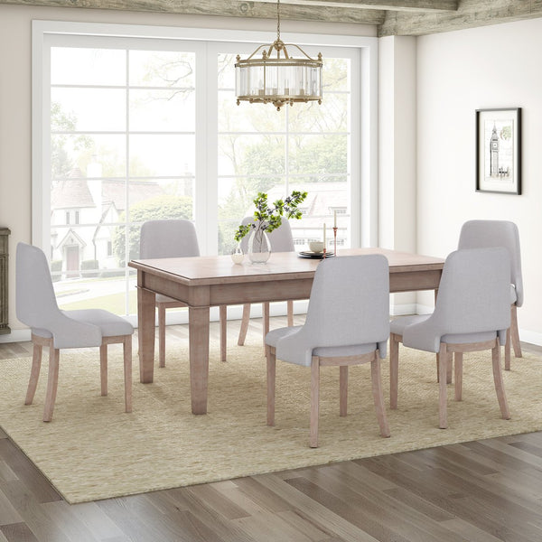 English Elm Wooden Linen Upholstered Dining Chairs Set of 2 — Sturdy Rubber Wood Frame, 300lb Capacity, Farmhouse Appeal Beige+Natural N842P300893A