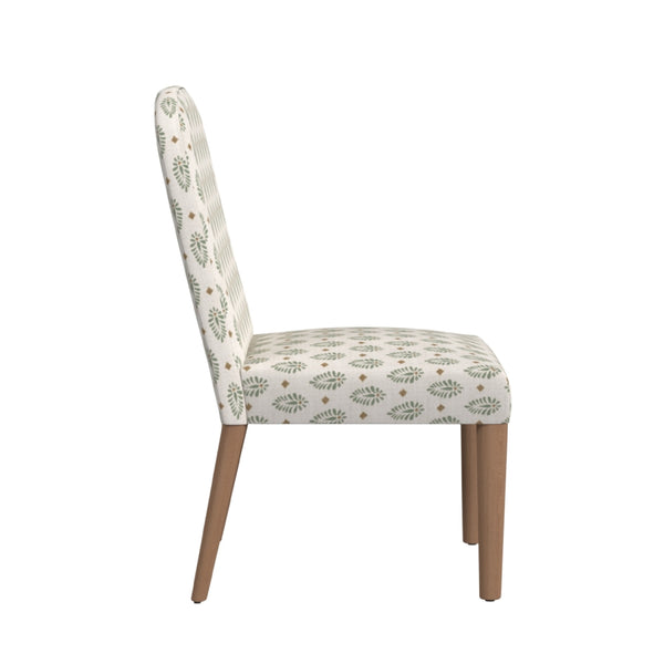 English Elm Aruk Upholstered Dining Chair Set Curved Back Tapered Wood Legs Transitional Style B056P417002