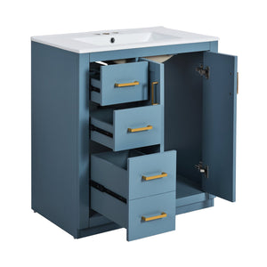 English Elm 30'' Stylish Bathroom Vanity Set With Ceramic Sink, Soft-Close Doors, Solid Wood Frame & Modern Design N710P191970M