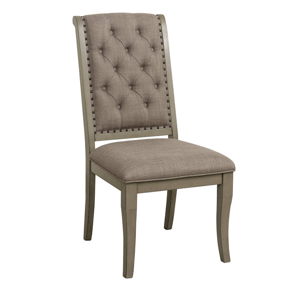 English Elm Classic Oak Veneer Trestle Dining Set Seats Six with Tufted Nailhead Upholstered Chairs B011S02338