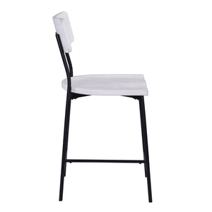 English Elm Badin Wood and Metal Modern Counter Stool with Saddle Seat, White Washed Wood, Black Frame, Durable Comfort - Adjustable Glides (Seat 24.25") B050P364430