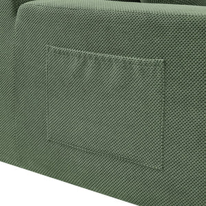 English Elm Coffee-bean Curved Upholstered Sectional with Self-expanding Setup for Large Living Rooms Dark Green B2748S00130